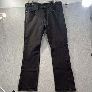 Levis 514 Straight Denim Jeans Mens 38x32 Black Stretch Modern white tab